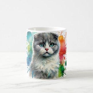 Schotse Fold Bi-Kleur Kat Waterverf Koffiemok