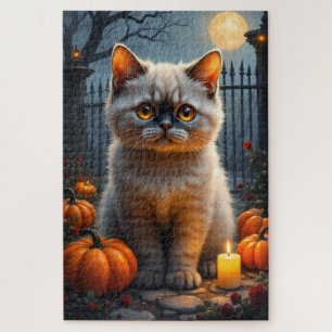 Schotse Fold Gothische Halloween Portret Kunst Legpuzzel