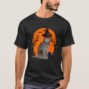Schotse Fold Kat Schattige Halloween Heksenhoed en T-shirt