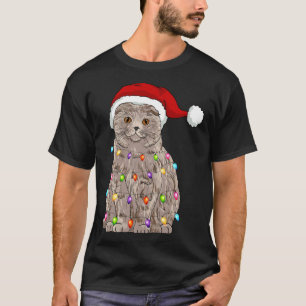 Schotse Fold Kerstmis Sinterklaas Hoed Kerstlichtj T-shirt