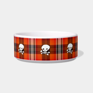 schotse gothic skulls plaid cat food bowl voerbakje