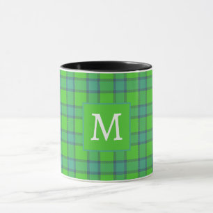 Schotse groene & blauwe Plaid tartan monogram naam Mok