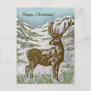 Schotse herten in Snowy Glen Print Happy Christmas Feestdagenkaart