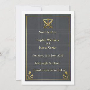 Schotse Highland Claymore Gekruiste Zwaarden Grijz Save The Date