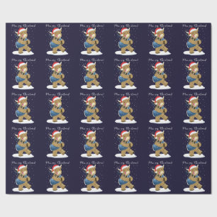 Schotse Highland Koe speelt Kerstmis doedelzak Cadeaupapier