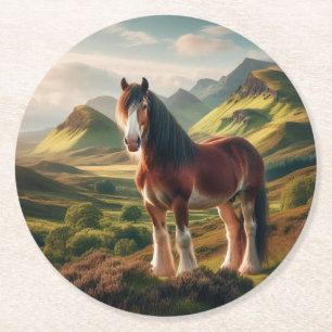 Schotse hoogland Clydesdale paard Ronde Kartonnen Onderzetter