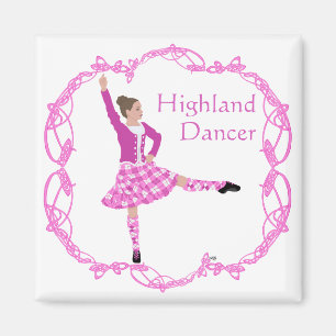 Schotse hoogland danser Keltische knoopwerk Roze Magneet