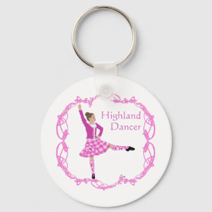 Schotse hoogland danser Keltische knoopwerk Roze Sleutelhanger
