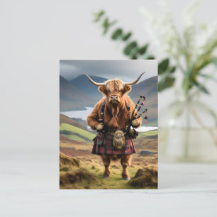 Schotse Hoogland Koe Bagpiper, Briefkaart