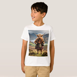 Schotse Hoogland Koe Bagpiper, Kinder Tshirt