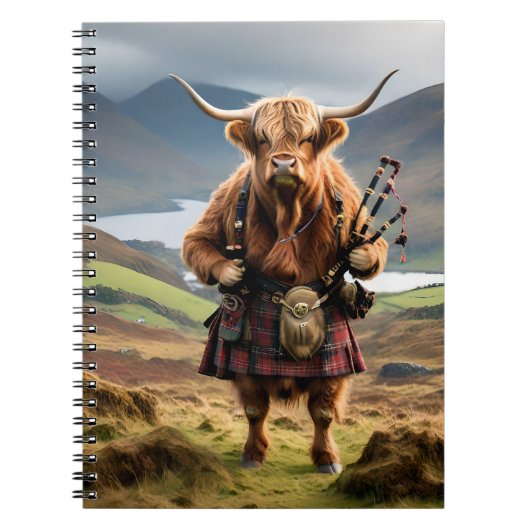 Schotse Hoogland Koe Bagpiper, Notitieboek (Voorkant)