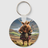 Schotse Hoogland Koe Bagpiper, Sleutelhanger (Voorkant)
