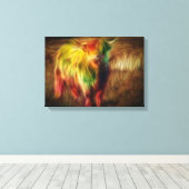 Schotse Hoogland Koe Canvas Afdruk (Insitu (Houten vloer))