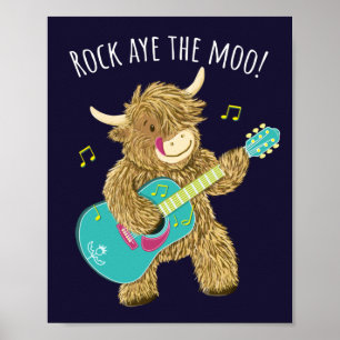 Schotse Hoogland Koe Guitarist Rock Aye The Moo! Poster