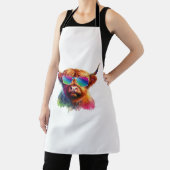 Schotse Hoogland Koe in Zonnebril Kleurrijk Water Schort (Insitu)