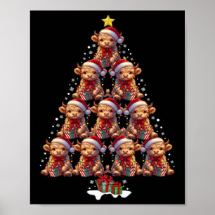 Schotse Hoogland Koe Kerstboomverlichting Xmas C Poster