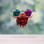 Schotse Hoogland Koe Kleurrijke Herd Classic T-Shi Acryl Bord (Neutraal)