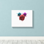 Schotse Hoogland Koe Kleurrijke Herd Classic T-Shi Canvas Afdruk (Insitu (Houten vloer))