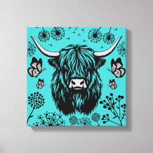Schotse Hoogland Koe Portret Canvas Afdruk