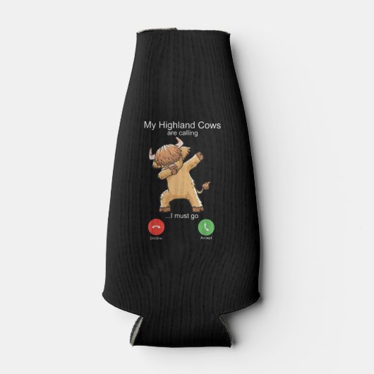 Schotse hoogland Koe roept Flesjeskoeler (Voorkant)