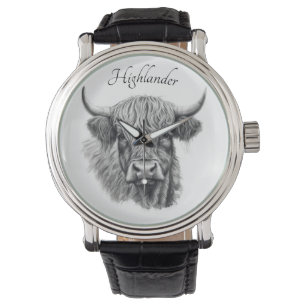 Schotse Hoogland Koe Schets aanpasbaar Horloge