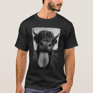Schotse Hoogland Koe Selfie Tong Uit Grappige Boer T-shirt