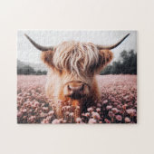 Schotse Hoogland Koe Wildflower Field Legpuzzel (Horizontaal)
