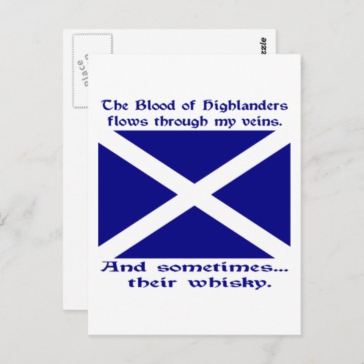 Schotse Hooglander Bloed & Whisky Briefkaart (Voorkant / Achterkant)
