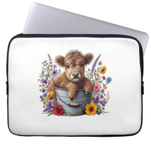 Schotse Hooglander Koe in Bloembloempot Png, Schat Laptop Sleeve