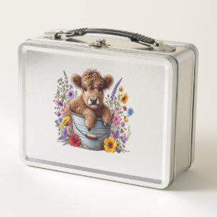 Schotse Hooglander Koe in Bloemen Emmer Png, Schat