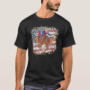 Schotse Hooglander Koe Usa Vlag Luipaard Vrouwen P T-shirt