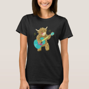 Schotse Hooglanders Koe Speelt Gitaar T-shirt