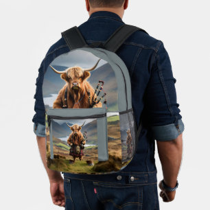 Schotse Hooglandkoe Dudelsackspeler, Bedrukte Rugzak