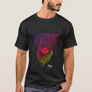 Schotse Hooglandkoe Regenboogprint Moo T-shirt