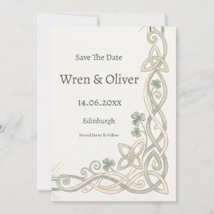 Schotse Ierse Shamrock Distel Save the Date Kaart