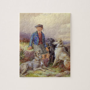Schotse jongen met wolfhonden in een hoogland land legpuzzel