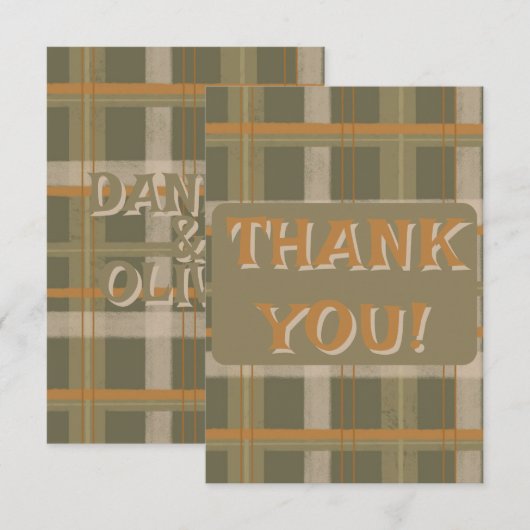 Schotse Keltische Tartan Patroon Wedding Bedankkaart (Voorkant / Achterkant)