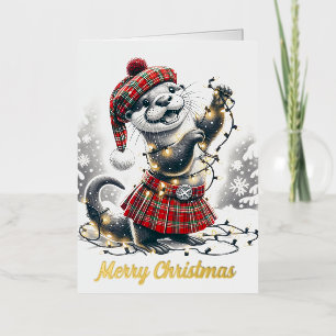 Schotse Kerst Otter Kerstmis Folie Wenskaart