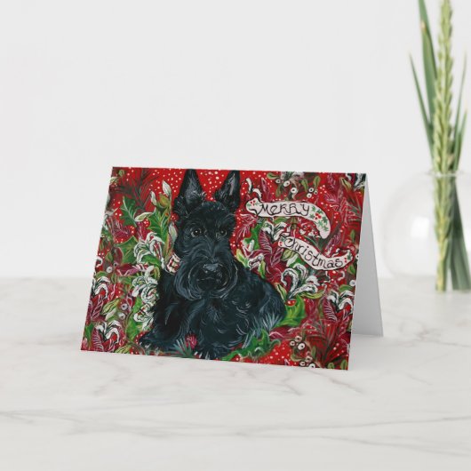 Schotse Kerstmis van Terrier Feestdagen Kaart (Voorkant)