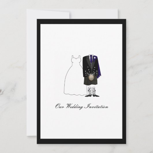 Schotse kilt Wedding Invitation - Navy Blue Kaart (Voorkant)