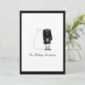 Schotse kilt Wedding Invitation - Navy Blue Kaart (Staand voorkant)