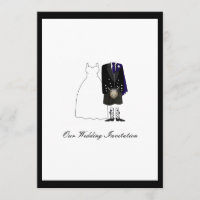 Schotse kilt Wedding Invitation - Navy Blue