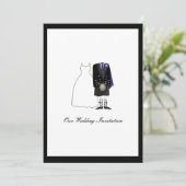 Schotse kilt Wedding Invitation - Paars Kaart (Staand voorkant)