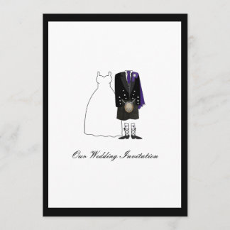 Schotse kilt Wedding Invitation - Paars Kaart