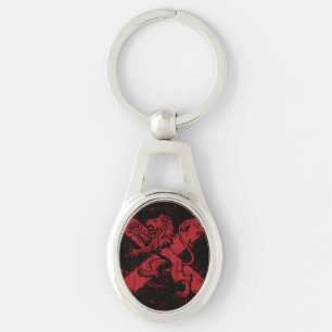 Schotse Leeuw Rampant Sleutelhanger   Rood & Zwart