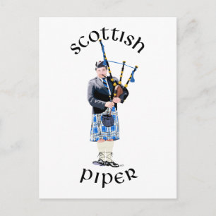 Schotse Piper - Blauw Briefkaart