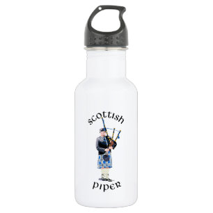 Schotse Piper - Blauwe Plaid Waterfles