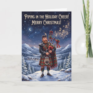 Schotse Piper Kerstkaart Kaart