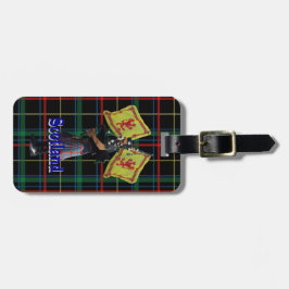 Schotse piper op tartan bagagelabel
