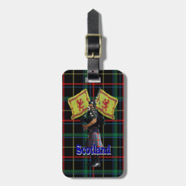 Schotse piper op tartan bagagelabel